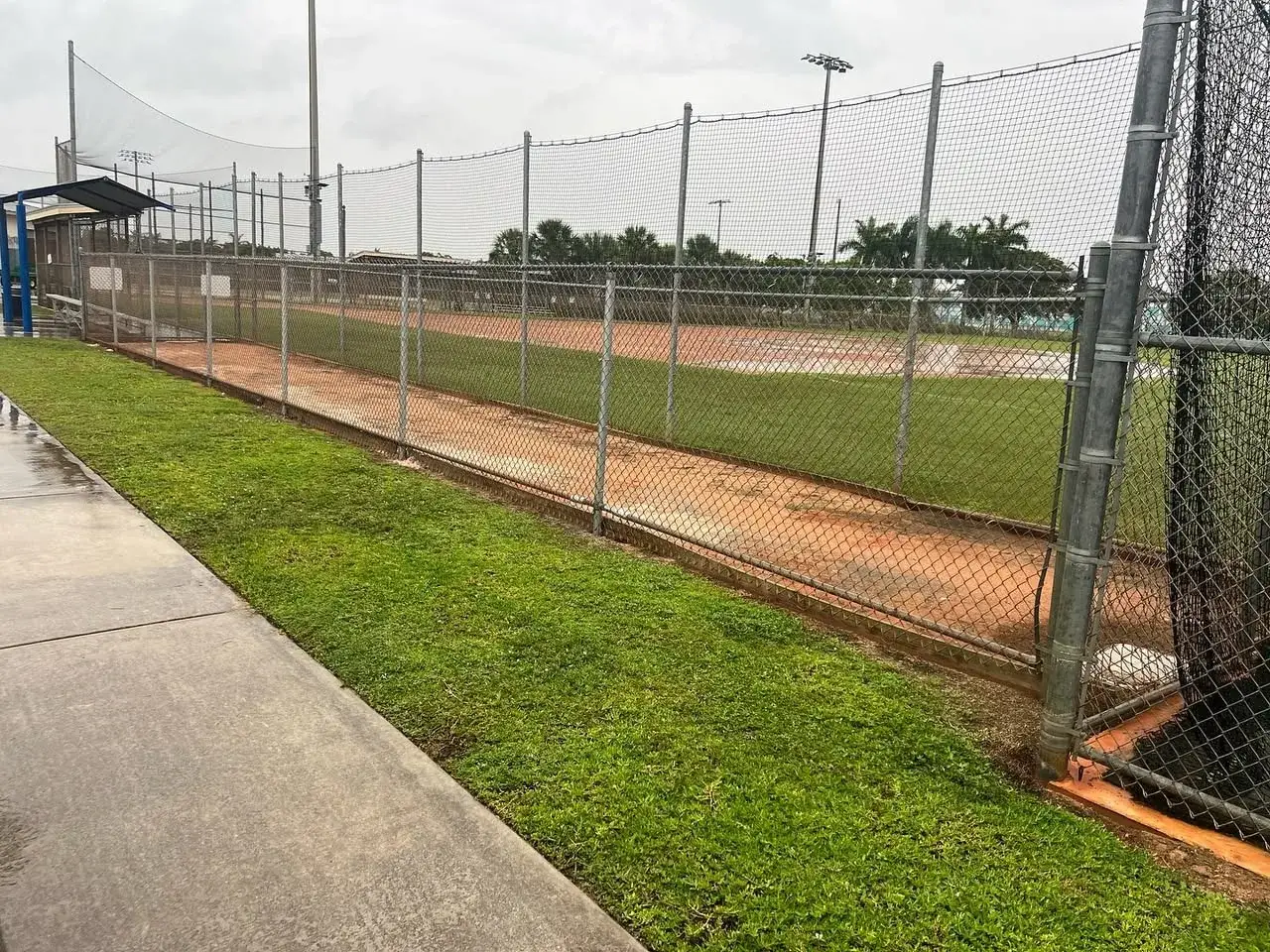 Chain link fence around a Miami ball field