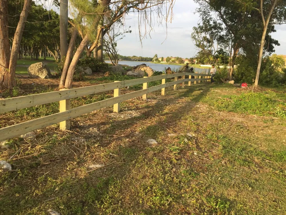 Split rail wood fence installed in Miami-Dade